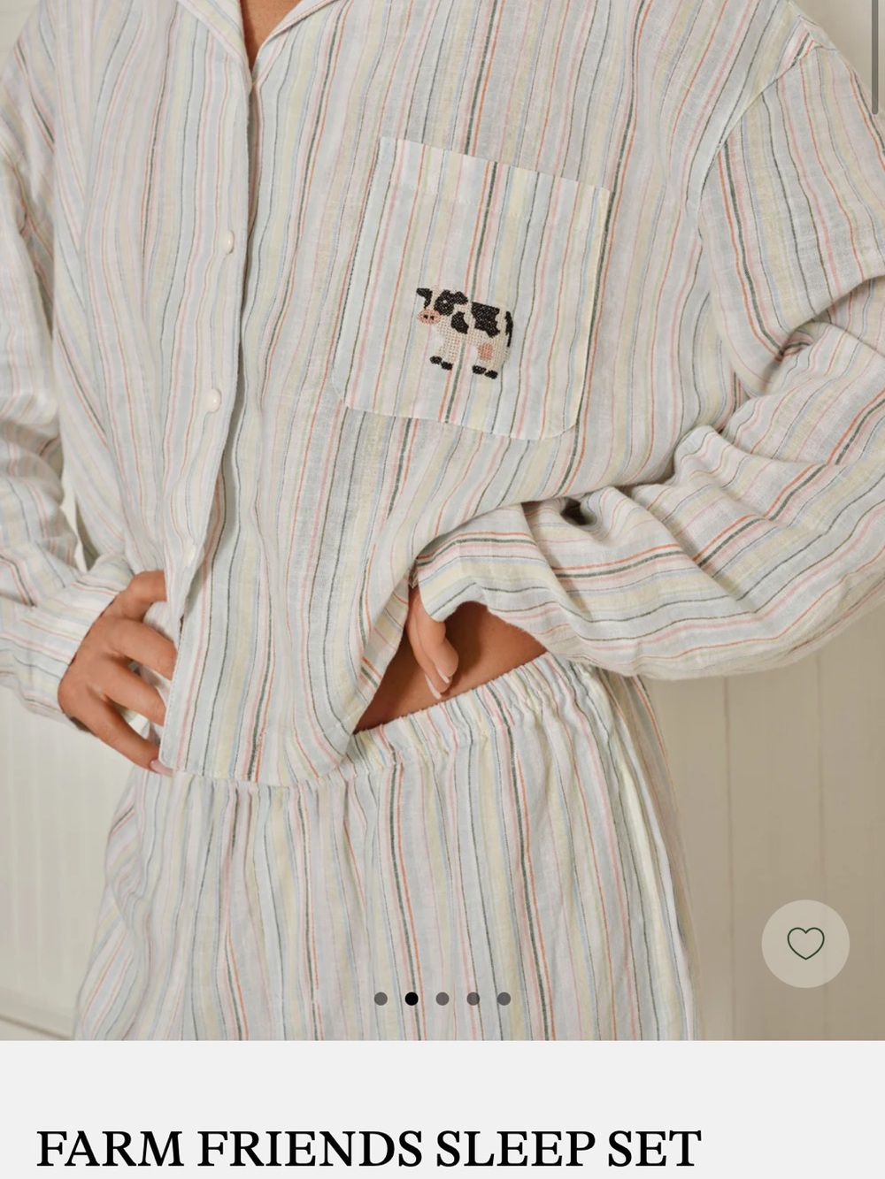 Farm Friends Sleep Set - Cream Striped Pajamas